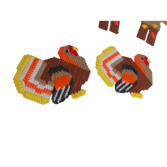 Vintage Canvas Needlepoint Halloween Thanksgiving Coaster Table Decor Set of 6 - Picture 3 of 6